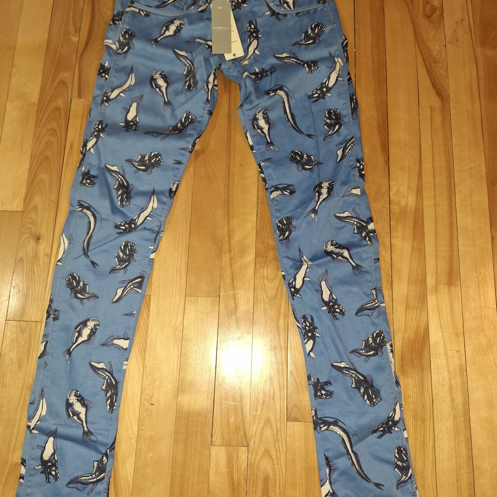 G-Star Light Blue Womens Jeans with Whale Print